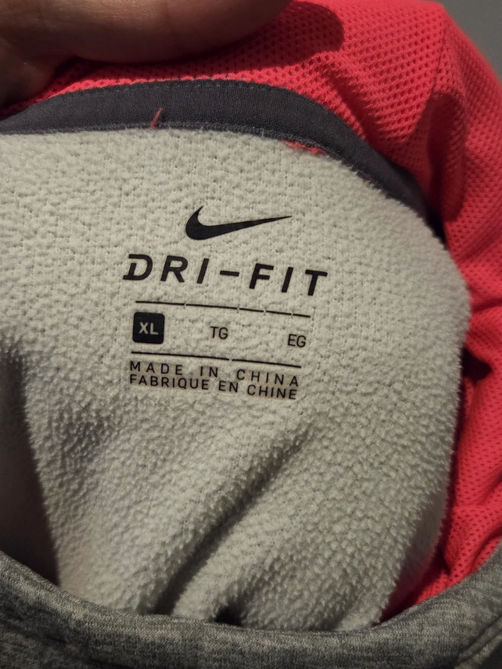 ​Nike Dri-Fit Girls XL Heather Gray Pink Neon Logo Pullover Athletic Hoodie EUC